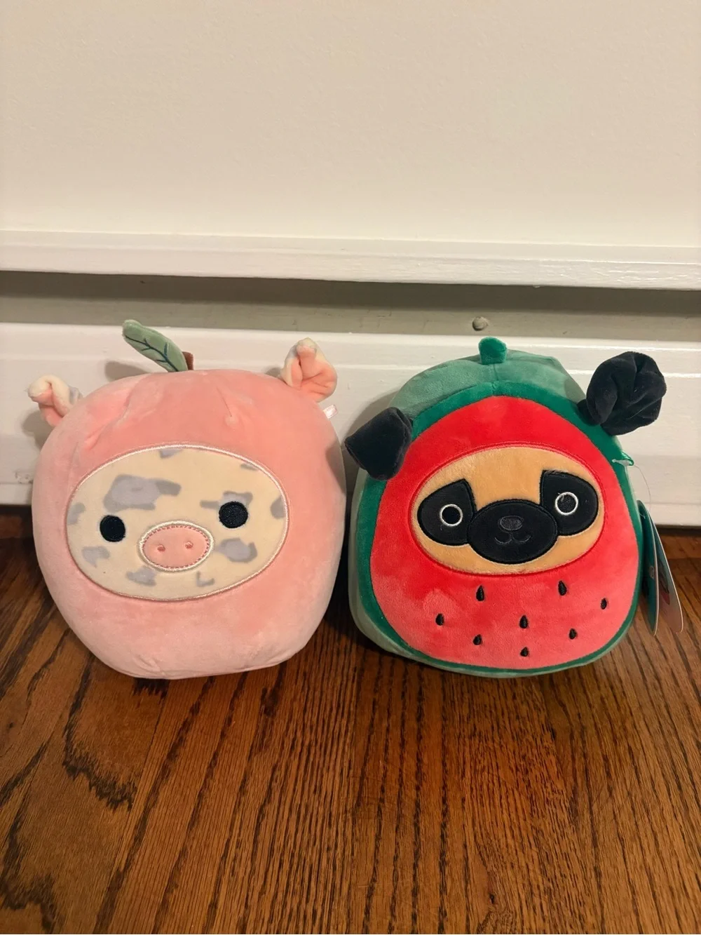 Lot of 2: Prince the Watermelon Pug + Rosie the Peach Pig Squishmallows